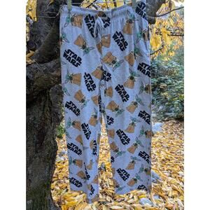 Star Wars Baby Yoda Eating Soup  Print Cotton/Poly Men's Sleep Pants, Size Large